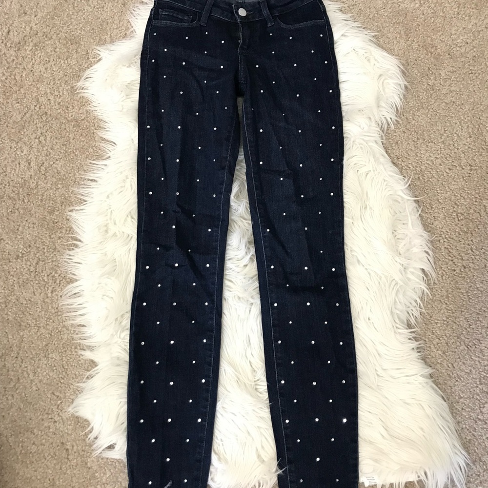 Paige Embellished Bejeweled Verdugo Ultra Skinny Jeans Pants 23